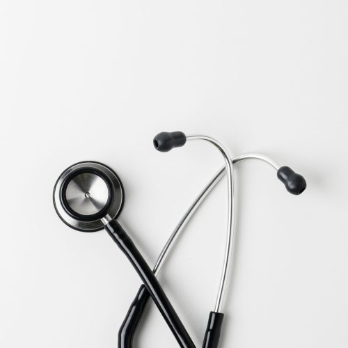 Medical stethoscope on a white background